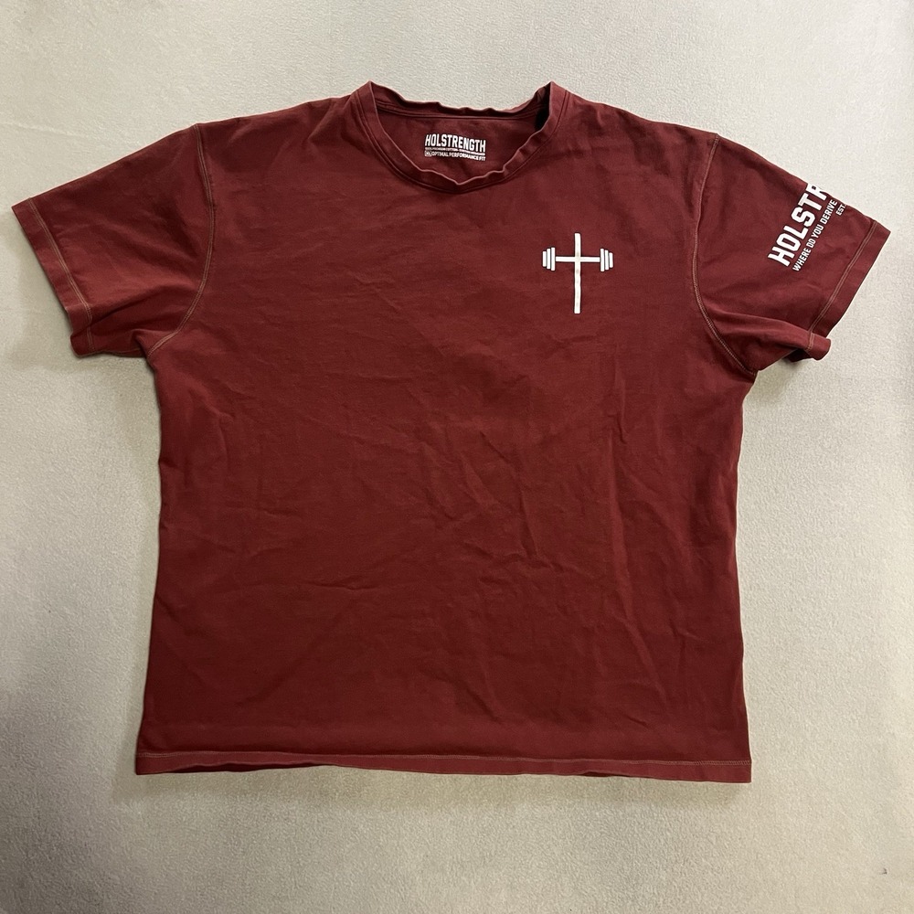 Holstrength Weightlifting Christian T-Shirt Mens Size XL Red Optimal Performance